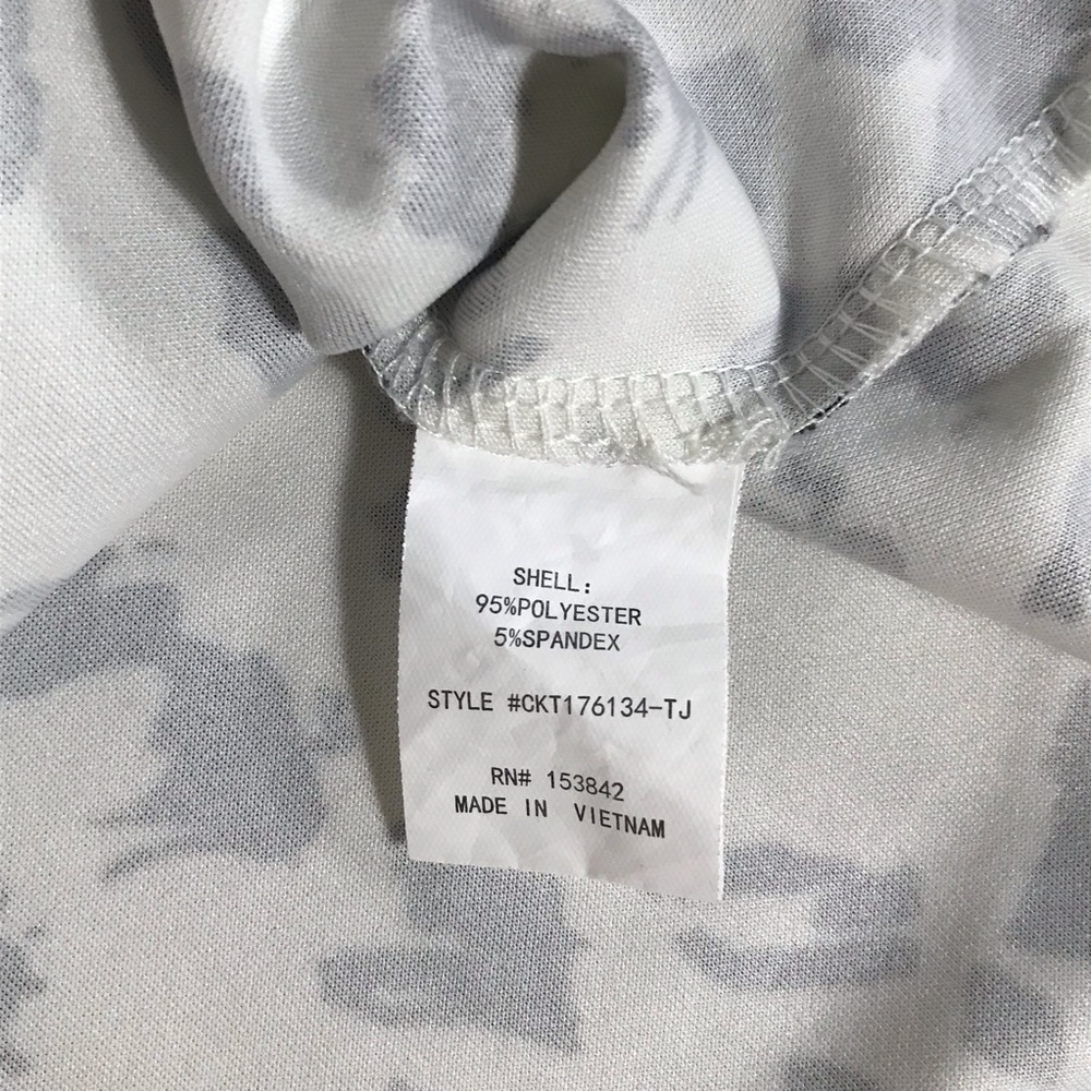 Melloday Short Sleeve Stretch Blouse Top White Black Print Size XL - Picture 10 of 11